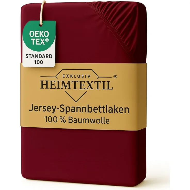 EXKLUSIV HEIMTEXTIL Marke Jersey Spannbettlaken 90 x 200 cm Bordeauxrot 100% Baumwolle Öko - Tex Zertifiziert Bed-Sheet Bettlaken Spannbetttuch Topper Leinentuch