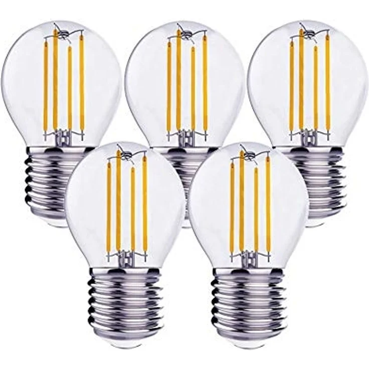 TRANGO LED-Leuchtmittel, 5er Pack E27004-5 LED Filament Birne 4 Watt 350 Lumen - 2700K warmweiß - Ersatz für 40W Glühlampe - Glühbirne - Lampe in Tropfen Form mit E27 Fassung Abstrahlwinkel 360°, 5 St. – Bild 4