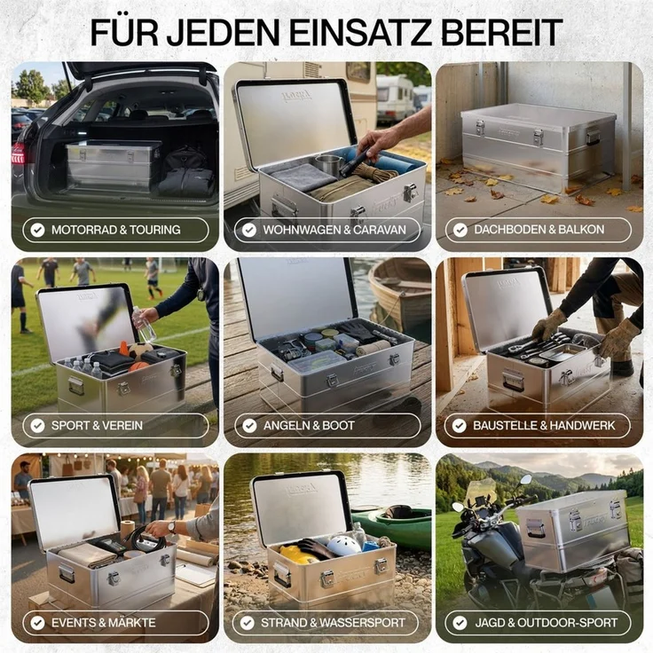 Trucky Allzweckkiste Aluminium Box mit Deckel Silber Alukiste Alu Kiste Abschliessbar – Bild 3