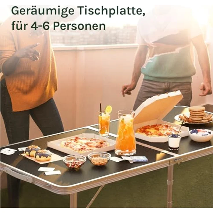 WOLTU Campingtisch Klapptisch Gartentisch Arbeitstisch Balkontisch höhenverstellbar Aluminium MDF Schwarz CPT8122sz – Bild 9