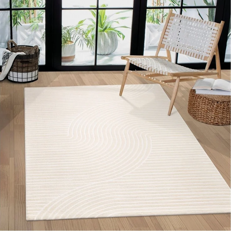 Paco Home Teppich Luzern 651, rechteckig, Höhe: 13 mm, Kurzflor, Uni Farben, Hoch-Tief-Struktur, Scandi Design – Bild 5