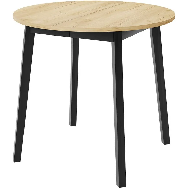 Runder Ausziehbarer Esstisch Dirko S (Farbe: Eiche Craft Gold/Schwarz)