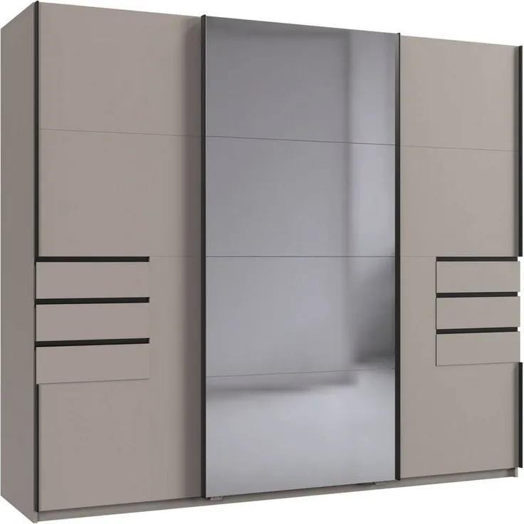 Wimex Schwebetürenschrank SAIGON in den Breiten 180cm & 225cm, Farbe: Saharagrau inkl. Spiegel