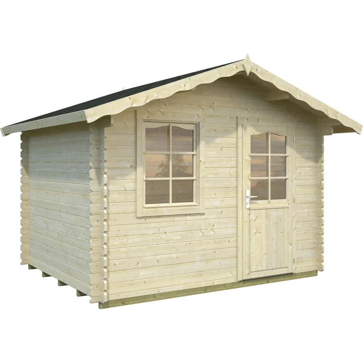 Palmako Gartenhaus Emma 46 m² Gartenhaus aus Holz Holzhaus mit 28 mm Wandstärke Blockbohlenhaus mit Montagematerial – Bild 3