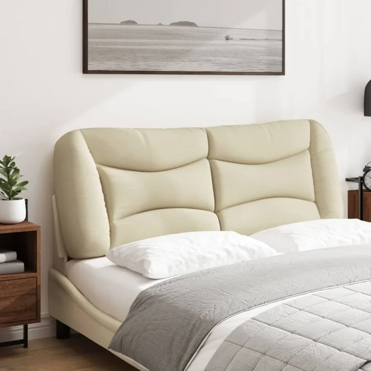 vidaXL Kopfteil-Kissen Creme 140 cm Stoff 374581 – Bild 6