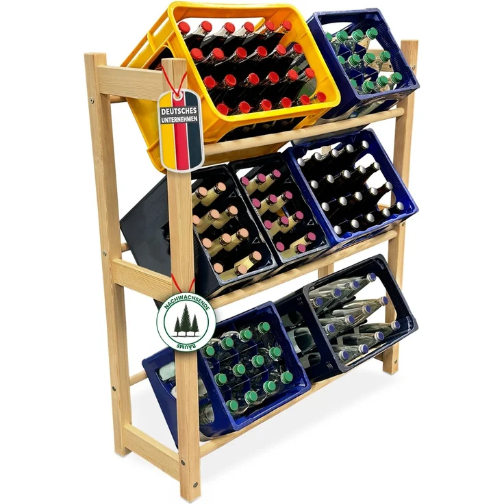 Mein-Regal Getränkekistenregal THORE Getränkeregal 6 Kisten Flaschenregal Getränkekiste Obstkiste Gemüse Farbe Natur LxBxH 92x31x108 – Bild 10
