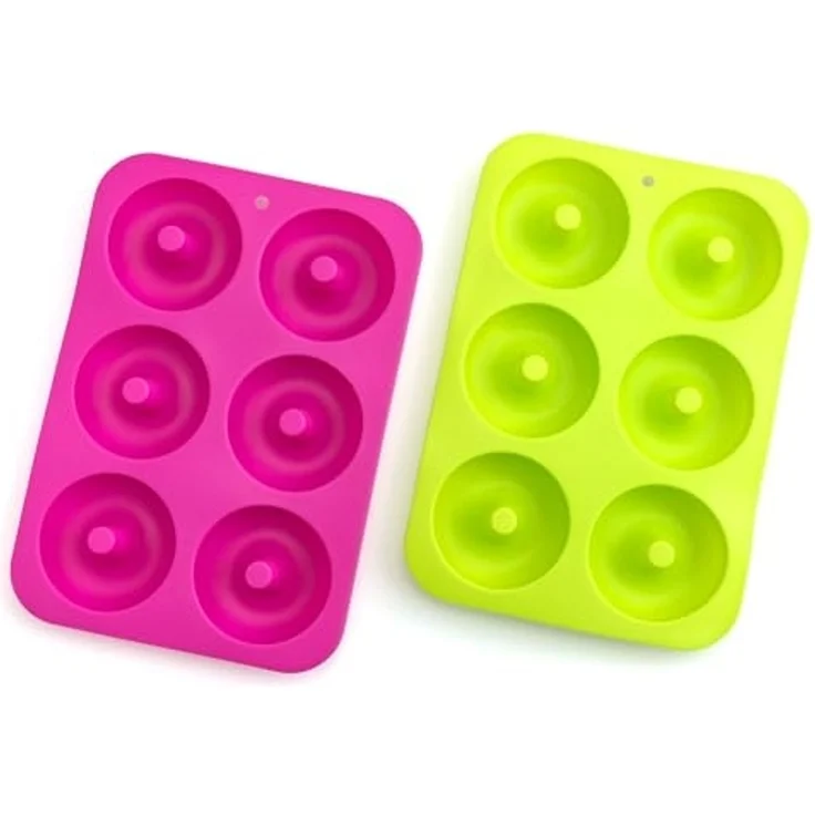 PRECORN Donutform Lebensmittelechte Silikon Donut Form Backen Antihaft faltbar Backform, (2-tlg) – Bild 1