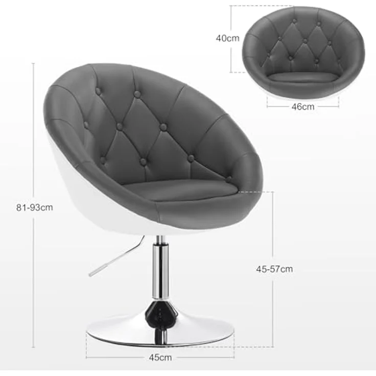 WOLTU® BH41grw-1 1 x Barsessel Loungesessel mit Armlehne Kunstleder 2 farbig Grau+Weiß – Bild 4