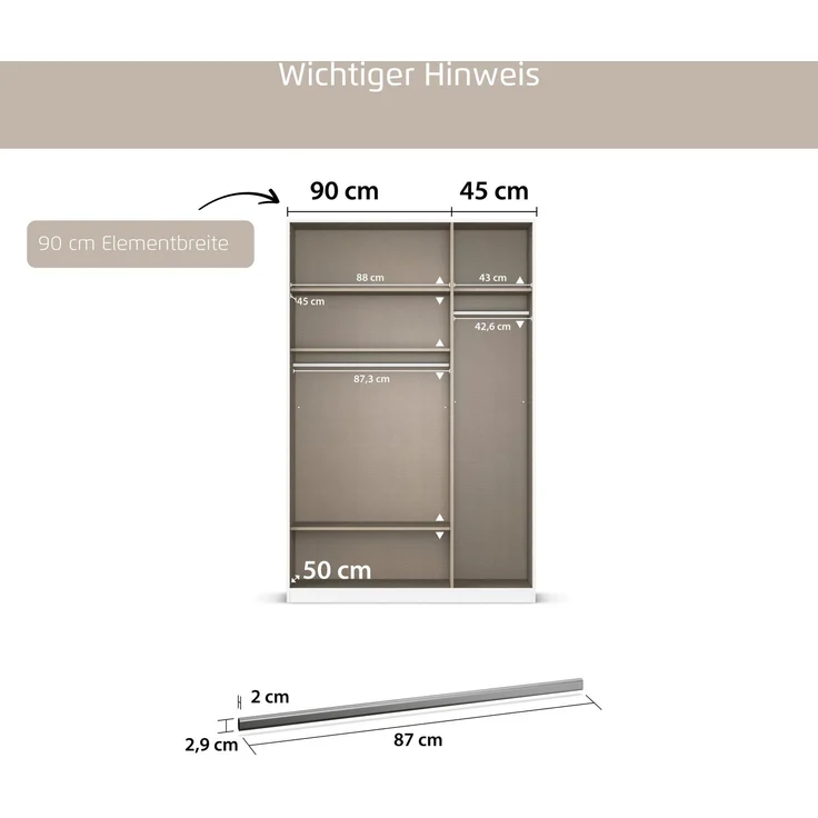 rauch Zubehör, Kleiderstange, für Kleiderschränke von rauch mit einer Elementbreite von 90 cm – Bild 4
