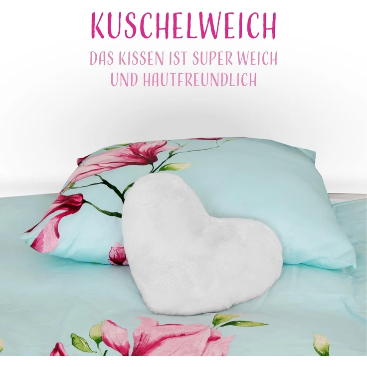 Herzkissen, Herz Kissen Dekokissen, Zierkissen, Plüsch Flauschige Sofakissen, Kuschelkissen für Kinderzimmer Sofa Schlafzimmer Schmusekissen Silber – Bild 4