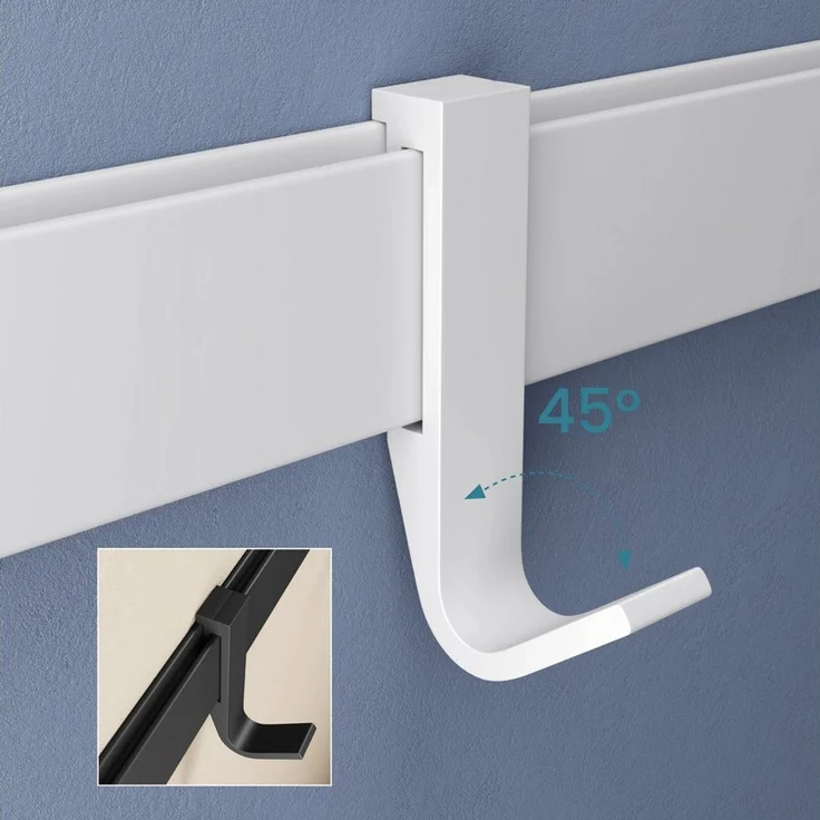 doporro Garderobenleiste Kleiderhaken 4/6/8 Verschiebbare Alu-Wandhaken selbstklebend Stalo-12 (8 St), 4 Verschiebbare Wandhaken aus Alu – Bild 2