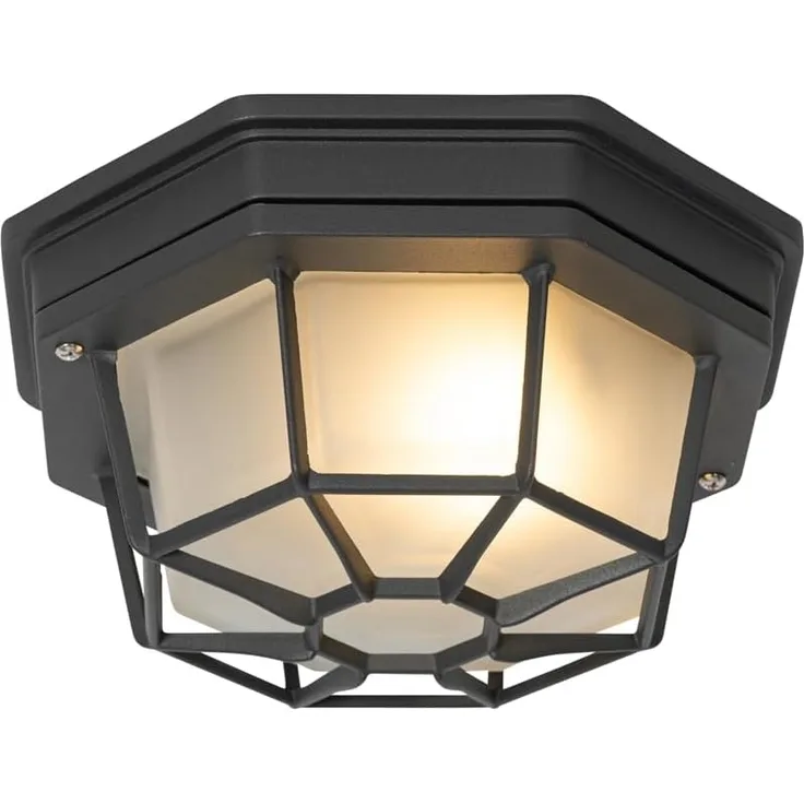 Qazqa Außen-Deckenleuchte Bri, ohne Leuchtmittel, E27, Dunkelgrau, Landhaus, Aluminium, 1-flammig