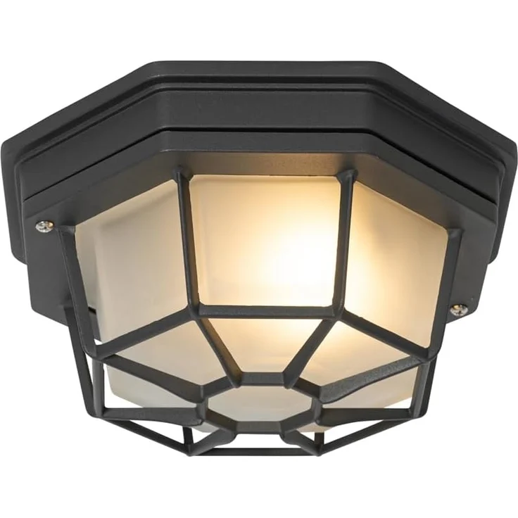 Qazqa Außen-Deckenleuchte Bri, ohne Leuchtmittel, E27, Dunkelgrau, Landhaus, Aluminium, 1-flammig – Bild 1