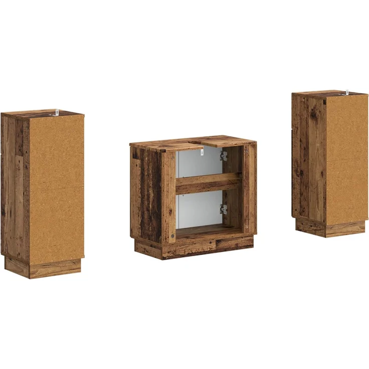 vidaXL 3-teiliges Badezimmer-Schranksystem HOORN 3 stk. Altholz 3418042 – Bild 5