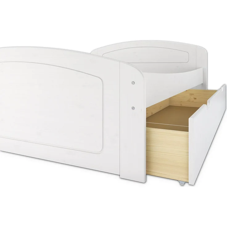 Doppelbett 3 Bettkasten 200x200 Seniorenbett Ehebett Massivholz Kiefer Zubehör wählbar V-60.50-20W Federleisten und Matratze – Bild 9