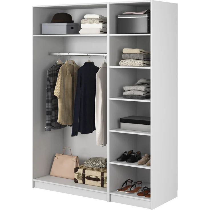 Selsey 'Moonir' Kleiderschrank 3-türig mit langer Kleiderstange und Regalen, weiß 200 x 150 x 57 cm – Bild 4
