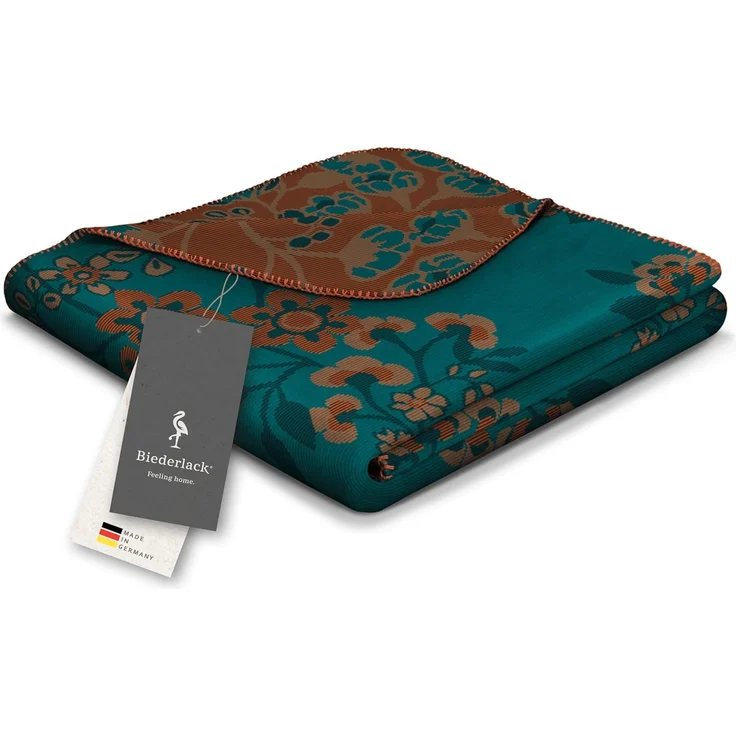 Wohndecke Oriental Flowers, florale Sofadecke in 150x200, Decke aus Baumwoll-Mix, Biederlack, Made in Germany, orientalisches Muster – Bild 1
