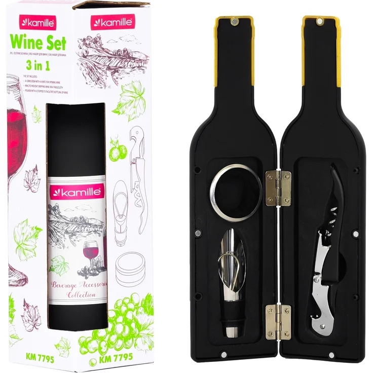 Weinzubehör 3 tlg. Korkenzieher Weinset Weinöffner Geschenkset Weinaccessoires – Bild 1