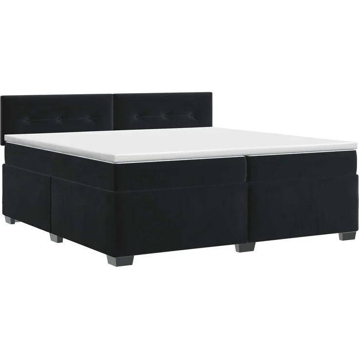 vidaXL Boxspringbett mit Matratze Schwarz 200 x 200 cm Samt 3450784 – Bild 2