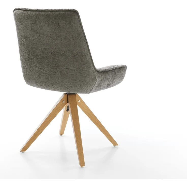 Drehstuhl Taimi-Flex Bouclé Soft Schlamm Holzgestell kantig Natur 180° drehbar – Bild 4