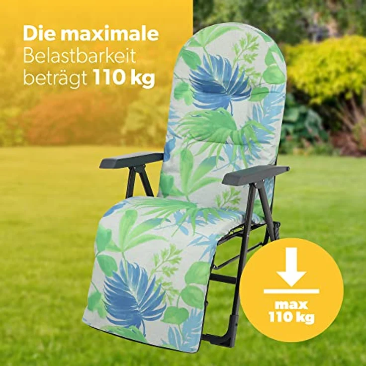 Kadax Gartenliegestuhl, verstellbar, Grün, Blau, Grau, Metall, 58x150 cm, ideal für Garten und Terrasse – Bild 7
