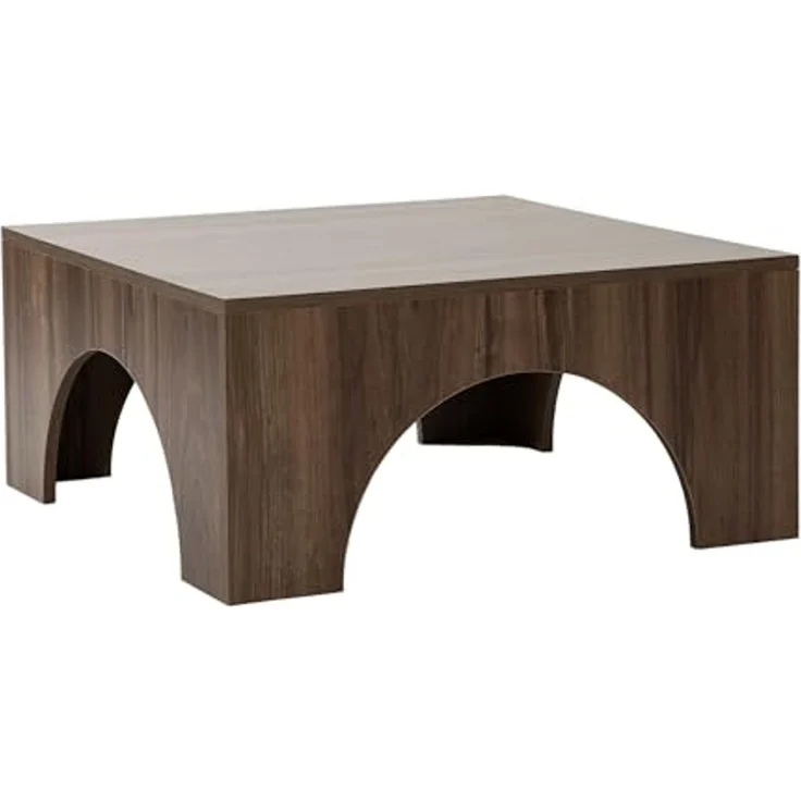 Hanah Home Stylish Walnut Coffee Table, 80 x 80 x 37 cm | 100% Melamine Coated Chipboard, 18 mm Thick, PVC Edge Bands | Modern Design, Easy Assembly – Bild 6