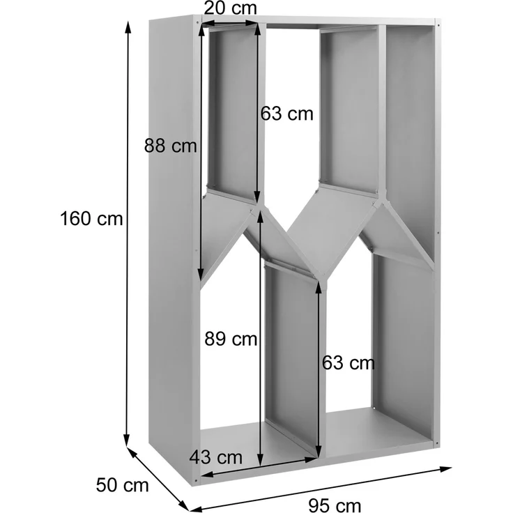 Brennholzlager HWC-P76, Kamin-/Feuerholzregal Holzlager Holzunterstand Outdoor Metall 160x95x50cm ~ anthrazit – Bild 3