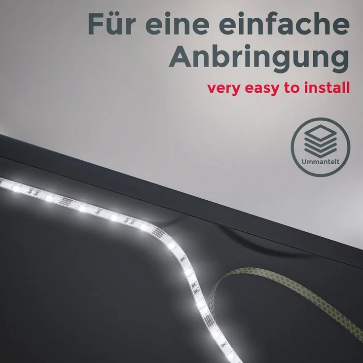 B.K.Licht - LED Strip Silikon 3m mit Fernbedienung, buntes RGB Licht, dimmbar, selbstklebend, LED Streifen, Leiste, Deko, Gaming Deko, Band, Lichtleiste, Lichtband, 300 x 1 x 0,2 cm, Weiß – Bild 3