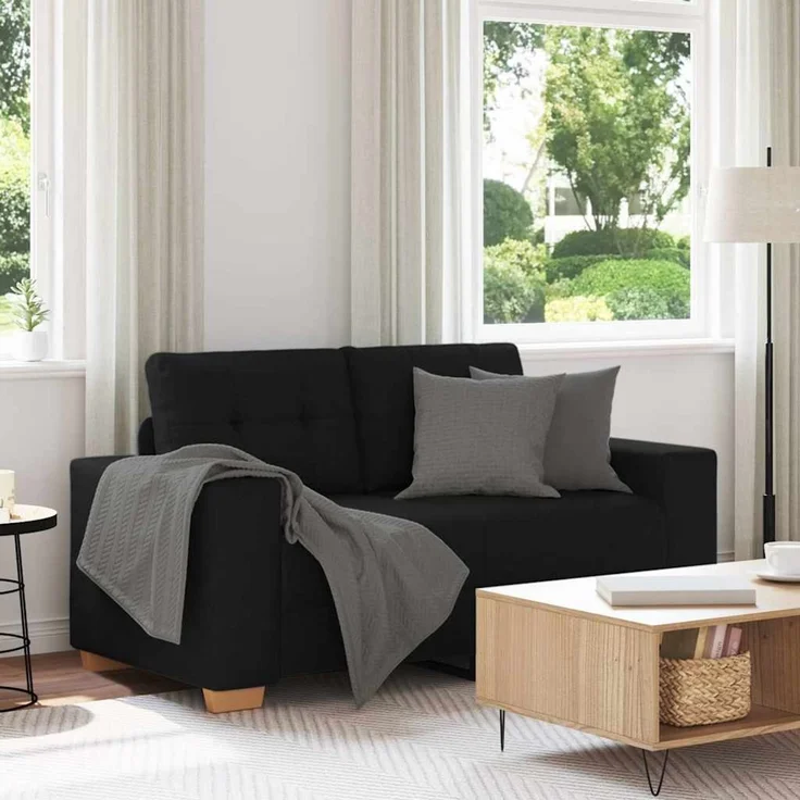 vidaXL Zweisitzer-Sofa Schwarz 160x77x82 cm Stoff 4105070 – Bild 1