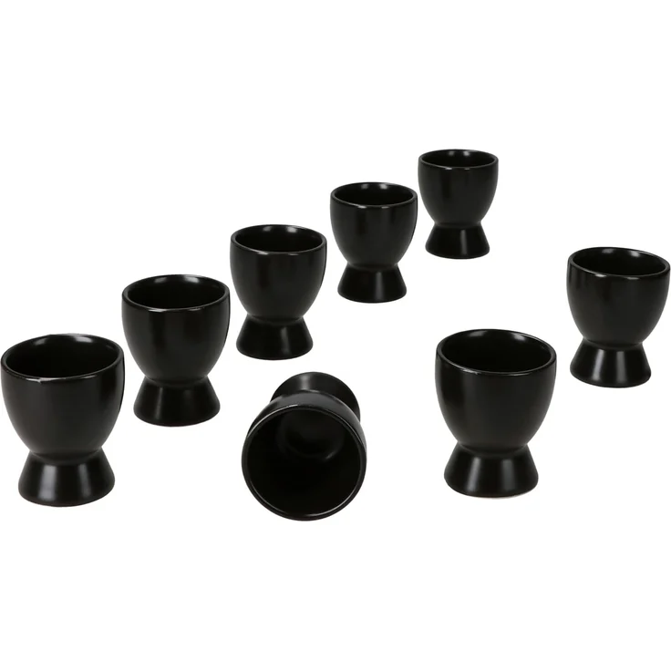 MamboCat Eierbecher 8x Nero Eierbecher schwarz Steingut Frühstück Brunch Buffet – Bild 2