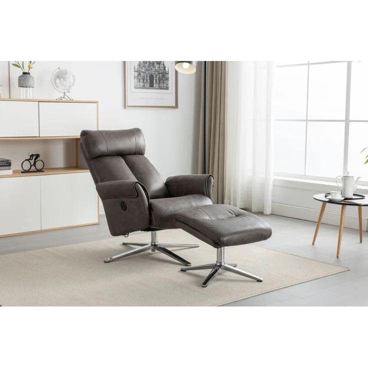 Elektrisch verstellbarer Relaxsessel mit Hocker, ca. 106,5 x 71,5 x 88 cm - Grau – Bild 2