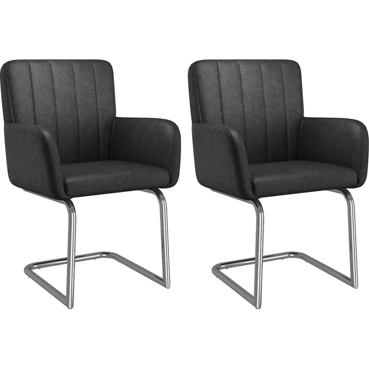 Esszimmerstuhl 2er-Set 56cm×57cm×86cm aus Kunstleder mit Z-förmigem Metallgestell – Bild 5