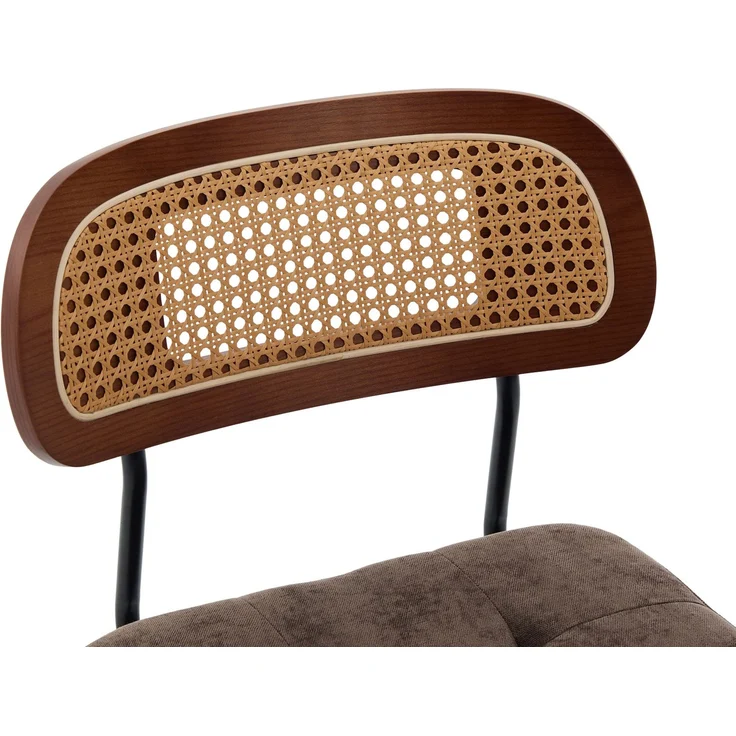 LVHOM 2er-Set Esszimmerstühle 360° Drehstuhl, Polsterstuhl in Rattan-Optik mit Chenille Kissen, stabiler Küchenstuhl mit Metallbeinen, Braun – Bild 10