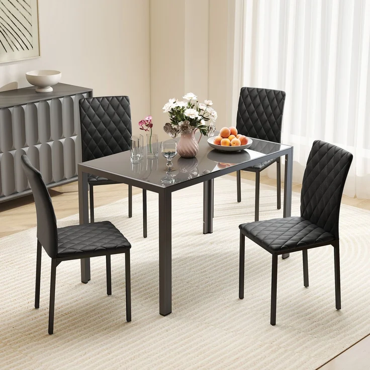 MELAYR, HOCMOM 4er-Set Stühle Esszimmerstühle Küchenstühle 41 cm x 50 cm x 91 cm, Schwarz – Bild 4