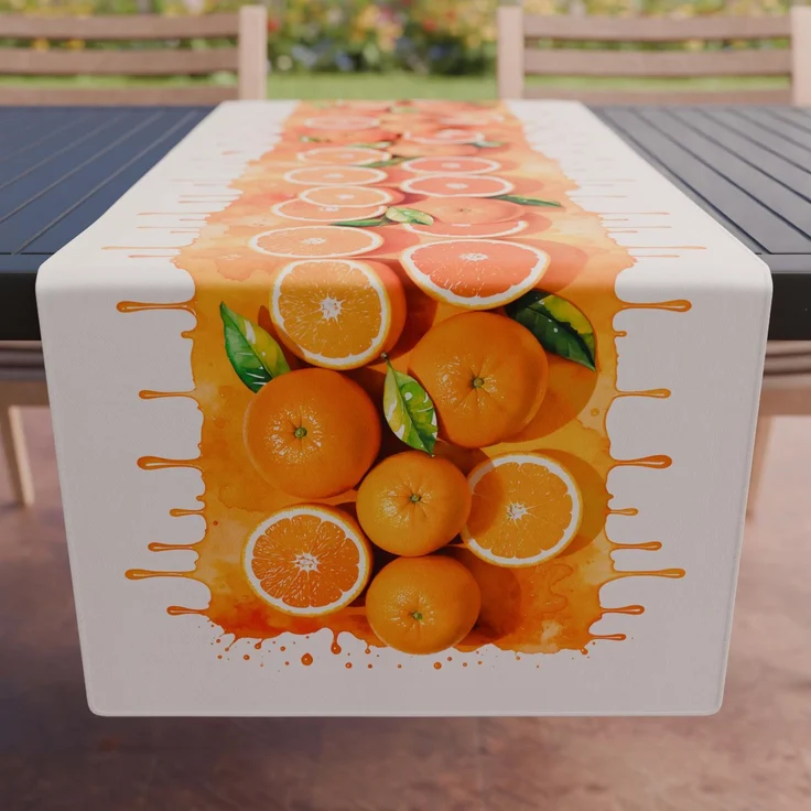 PETTI Artigiani Italiani - Zubehör für Küchentextilien, eleganter Tischläufer, 40x140 cm, aus Mikrofaser, Tischdecke mit Digitaldruck, Orange, 100 % Made in Italy