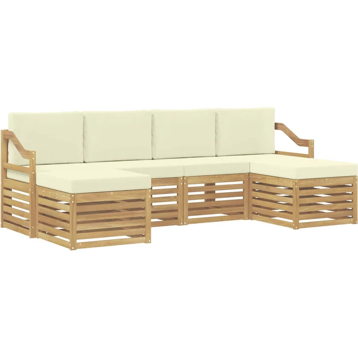 vidaXL Outdoor-Sofagarnitur 6 stk. 6-Sitzer Weiß und Creme Polyester 3392290 – Bild 2