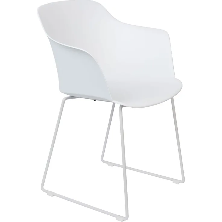 Sessel Tango im 2er-Set, Weiß mit Schalensitz und Stahlgestell 58x54x81,5 cm