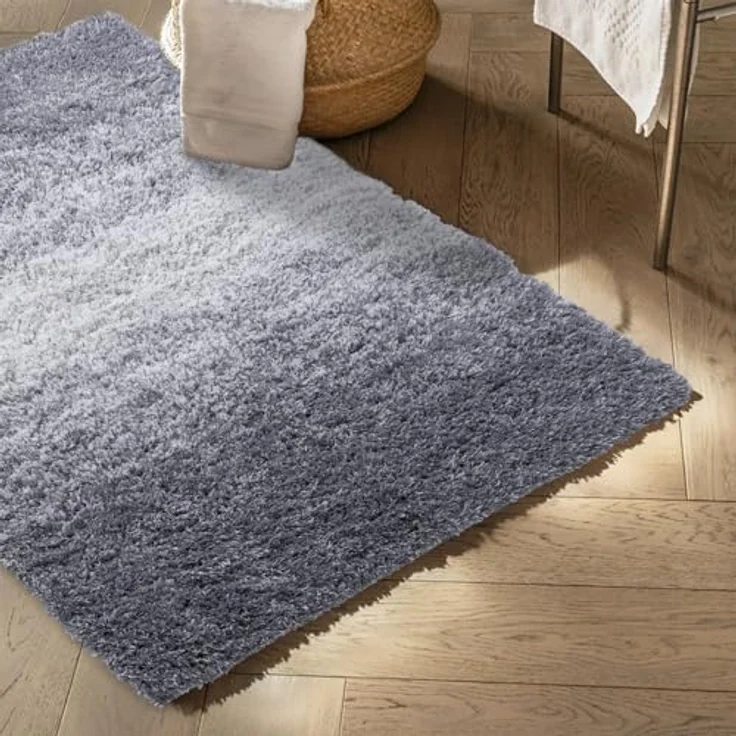 Floordirekt Badematte Wave, Rund, Flauschiger Mikrofaser Badteppich, Rutschfest und Waschbar, Schadstoffgeprüft, Grau/Weiß, 60 x 90 cm – Bild 2
