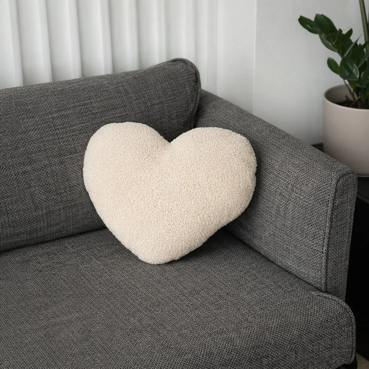 BABEES Dekokissen DEKOKISSEN Boucle Kuschelkissen Herz Wolke GROß 40x25, XXL 60x35 cm, Deko Kissen Geschenk Baby Kinderzimmer Weihnachten Babyshower – Bild 2