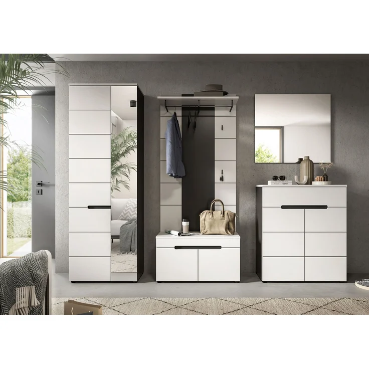 Garderobenkombination (B/H/T: 255x190x37 cm) in weiß Nachbildung – Bild 6