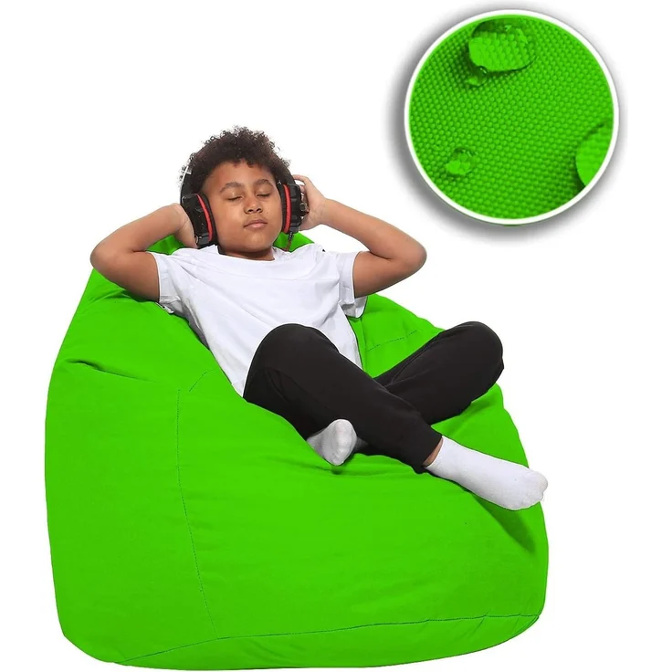 HomeIdeal - Sitzsack XXL Bodenkissen für Erwachsene & Kinder - Geeignet für Gaming oder Entspannen - Indoor wie Outdoor da er Wasserfest ist - mit EPS Perlen, Farbe:Neongrün, Größe:XXXL – Bild 6