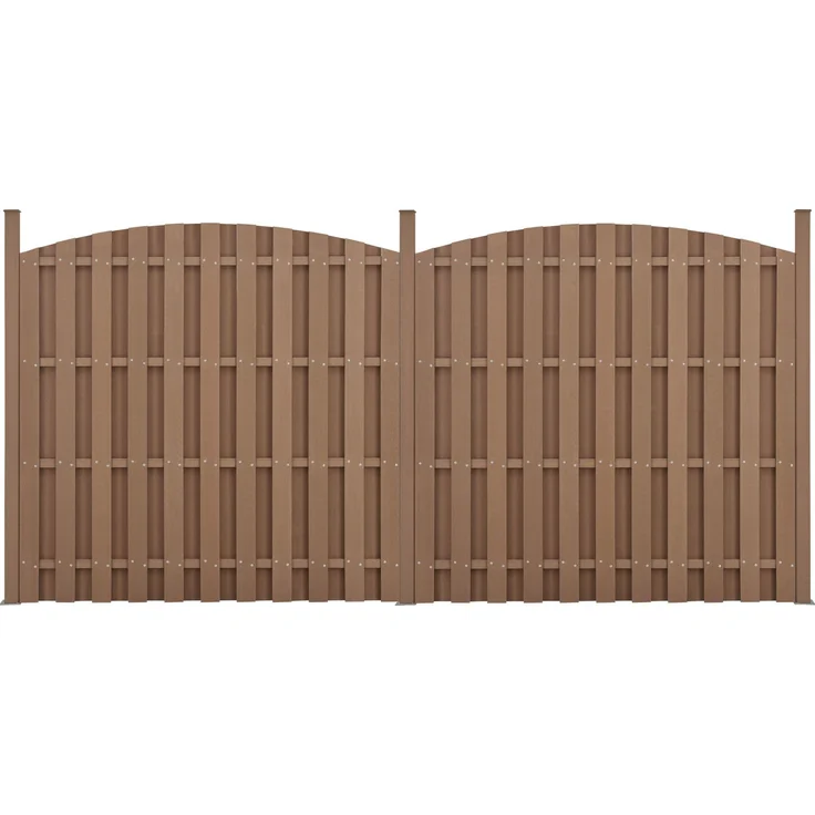 WPC Gartenzaun mit Rundbogen (165-185)x376 cm Braun [neu. holz] – Bild 2
