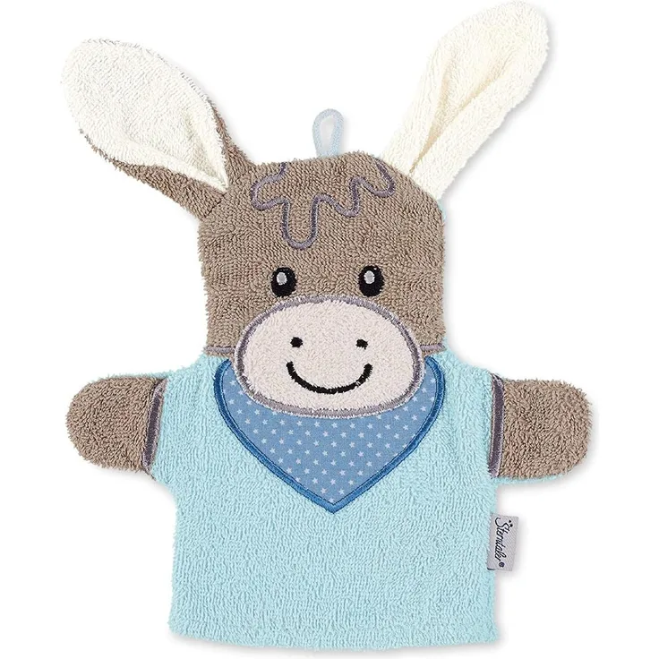 Sterntaler Spiel-Waschhandschuh Esel Emmi, Größe: 28x24 cm, Hellblau