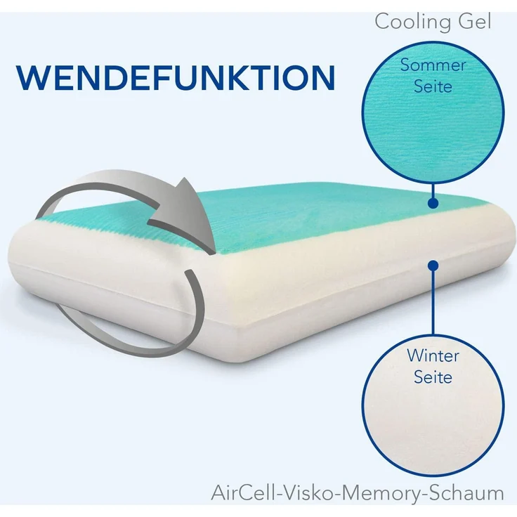 MLILY Nackenkissen »Cooling Gel«, 60x40 cm, mit Wendefunktion: Sommer- und Winterseite – Bild 3