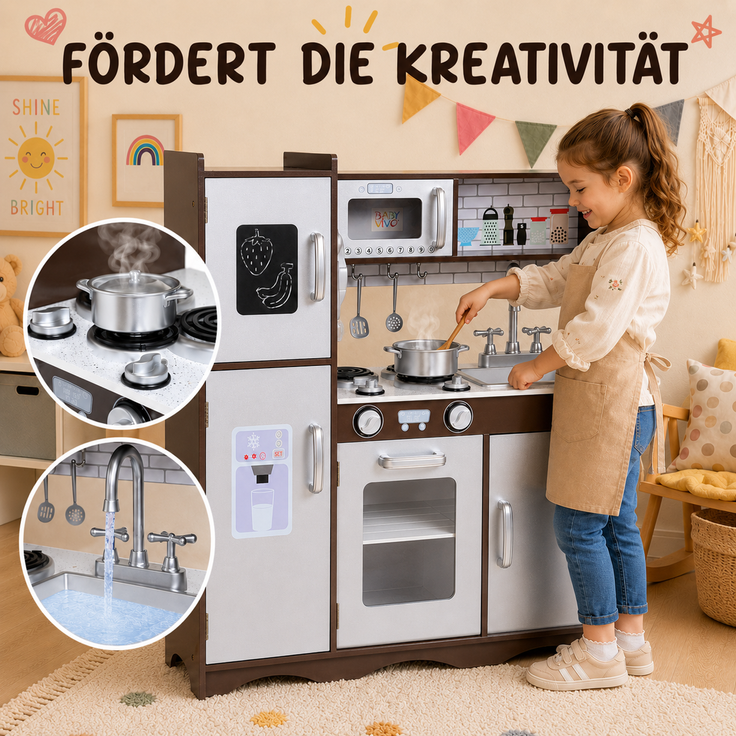 Baby Vivo Kinderküche Spielküche aus Holz - Toni in Braun