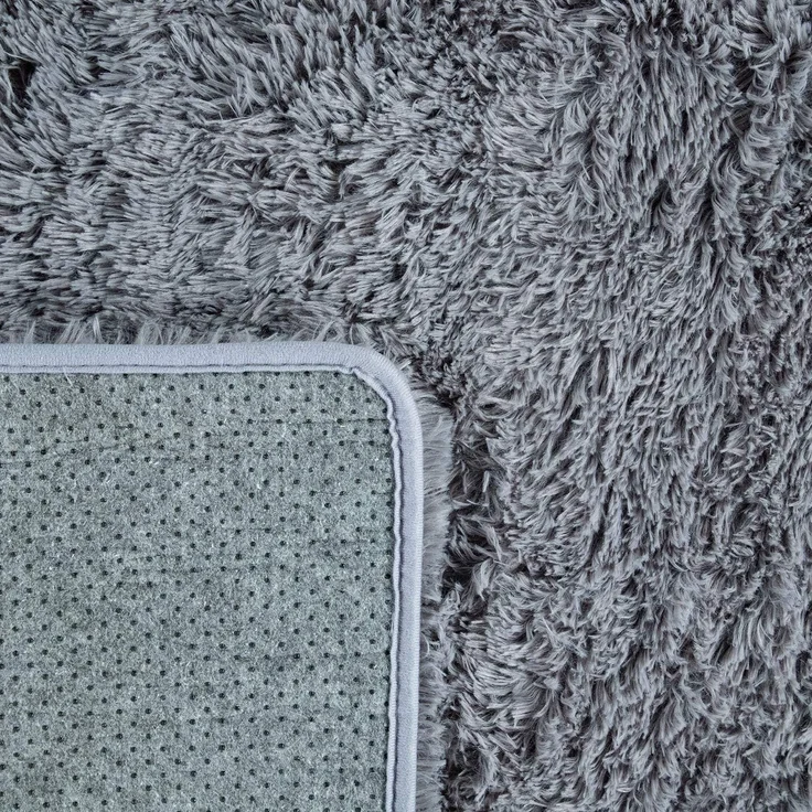 Paco Home Hochflor Teppich Wohnzimmer rutschfest Fellteppich Shaggy Flauschig Weich Modern Kunstfell Fell Imitat Einfarbig, Grösse:120 cm Rund, Farbe:Grau – Bild 4