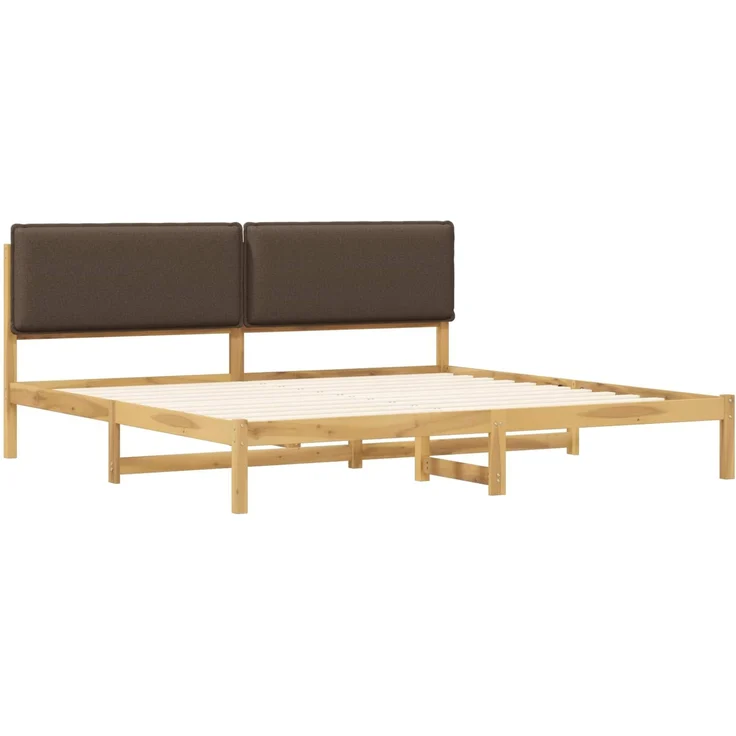 vidaXL Bettgestell mit gepolstertem Kopfteil Weiß gewaschen und Taupe 3405046 – Bild 3