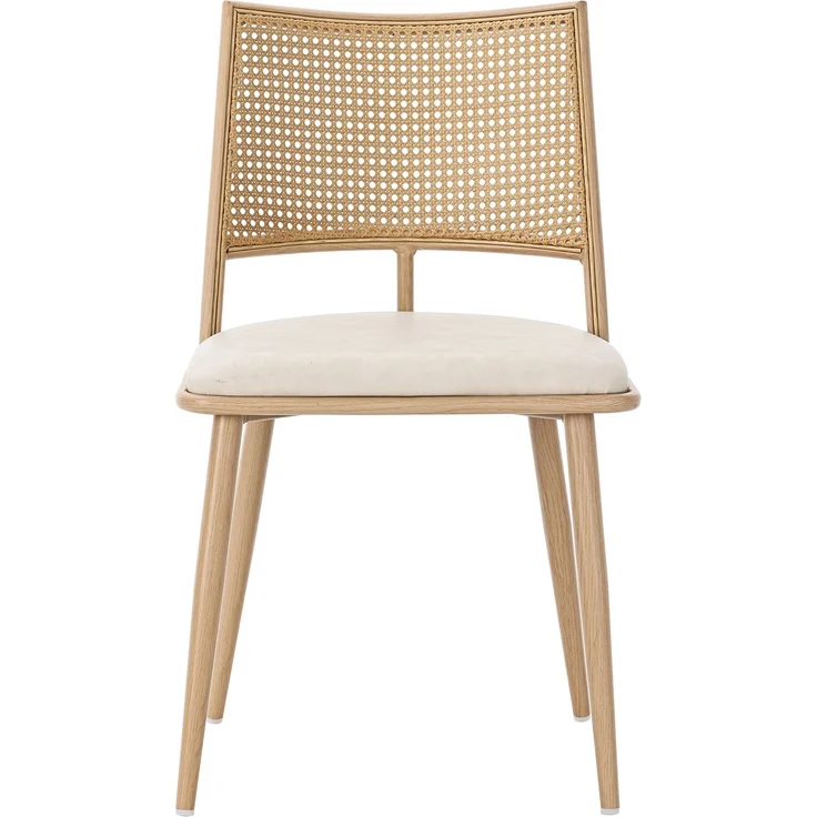 Esszimmerstuhl 80cm×48cm×50cm, 2er-Set in Beige mit Rattan-Rückenlehne und PU-Sitz – Bild 8