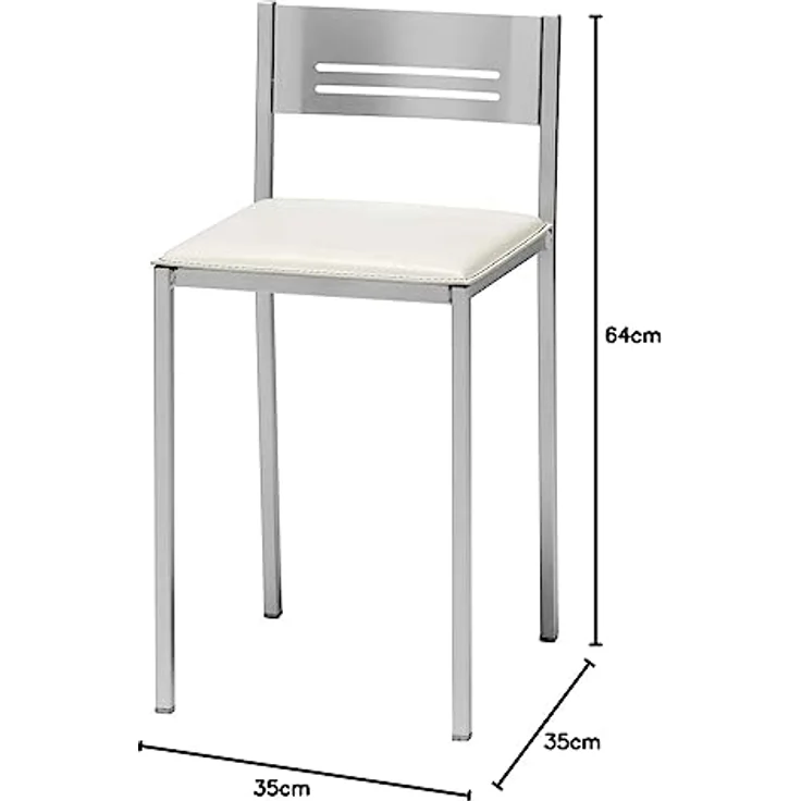 ASTIMESA Zwei Küchenhocker mit Rückenlehne aus Kunstleder, weiß, Sitzhöhe 45 cm (TABCRBL) – Bild 2