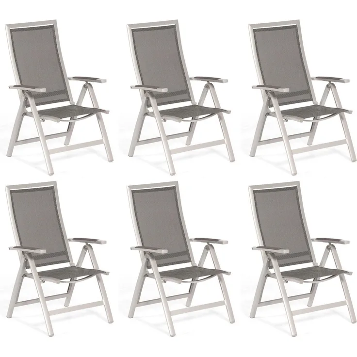 Sonnenpartner 6x Klappsessel Star Aluminium/Textilen silber Klapp-Sessel Klappstuhl
